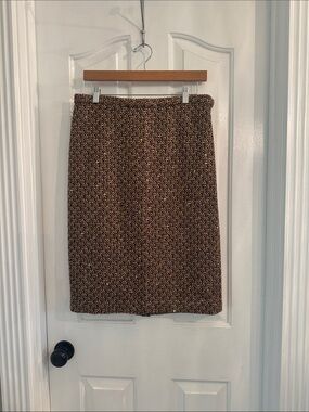 LOFT Brown Multi-Tone Tweed Pencil Skirt